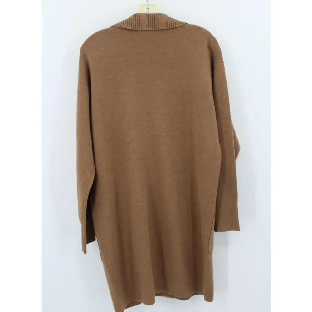 J.Crew Collared Sweater-Jacket in Heather Dark Camel Oversized Cardigan Medium